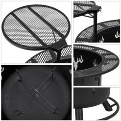 Yaheetech 32in Fire Pit Outdoor Wood Burning With 18.5 Inch Swivel Cooking Grill Grate & Poker Fire Bowl For Camping -Furniture GUEST 899518d7 96e9 4453 813a 5bf4d4e4c518