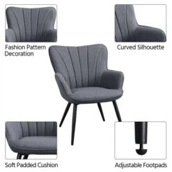 Yaheetech Fabric Upholstered Accent Chair Armchair For Living Room -Furniture GUEST 89ec1cd1 e84b 47cd ab5e ee4c0a282e76