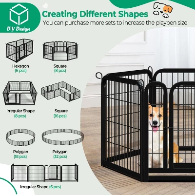 Yaheetech 6 Panels Dog Playpen Panels Metal Pet Playpen, Black 3 Yaheetech 6 Panels Dog Playpen Panels Metal Pet Playpen, Black - Image 3
