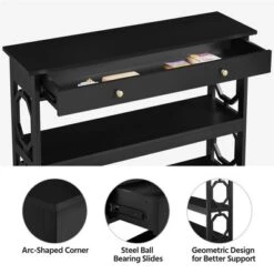 Yaheetech Drawer Console Table With Storage & Shelves For Living Room/Hallway/Entryway, Black 8 Yaheetech Drawer Console Table With Storage & Shelves For Living Room/Hallway/Entryway, Black -Furniture GUEST 8aa9e470 5fdc 451f 99c0 27dd6efd9062