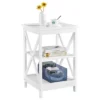 Yaheetech 3 Tier Wood End Table With Storage Shelves, X-Shape Frame SideTable For Living Room