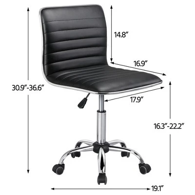 Yaheetech PU Leather Armless Office Chair Desk Chair With Wheels 2 Yaheetech PU Leather Armless Office Chair Desk Chair With Wheels - Image 2