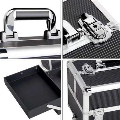 Yaheetech 4-In-1 Aluminum Rolling Cosmetic Makeup Train Cases 3 Yaheetech 4-In-1 Aluminum Rolling Cosmetic Makeup Train Cases - Image 3