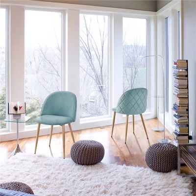 Yaheetech Pack Of 2 Velvet Dining Chairs With Backrest Metal Legs For Kitchen Dining Room 2 Yaheetech Pack Of 2 Velvet Dining Chairs With Backrest Metal Legs For Kitchen Dining Room - Image 2