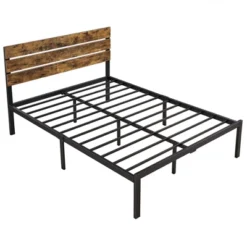 Yaheetech Metal Slatted Bed Frame With Wooden Headboard Mattress Foundation -Furniture GUEST 8d637a49 dd04 4649 8473 754a8ab7aa65