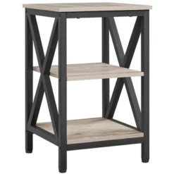 Yaheetech 3 Tier Sofa Side End Table With Shelf ,X Shape Metal Frame For Living Room -Furniture GUEST 8e24b1b6 0bd5 4342 8007 46d4e6e1ef54