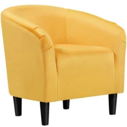 Yaheetech Velvet Club Accent Arm Chair Upholstered Barrel Chair -Furniture GUEST 8e7cd65e c1be 4cb1 8546 f777d437c58b