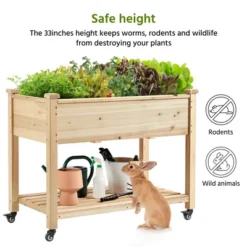 Yaheetech Elevated Garden Bed With Wheels For Vegetables Flowers Wood -Furniture GUEST 8ee7027f 914e 4ee6 8f37 f4225152709a
