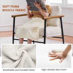 Yaheetech Mid-century Accent Chair Reading Chair With Metal Frame For Living Room, Bedroom -Furniture GUEST 8f792b0e 9c6c 4c8a 89c7 469c376f9eb1