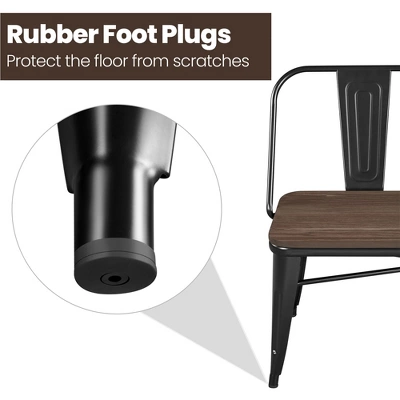 Yaheetech Industrial Metal Dining Bench With Wooden Top For Patio, Kitchen, Garden Black 7 Yaheetech Industrial Metal Dining Bench With Wooden Top For Patio, Kitchen, Garden Black - Image 7