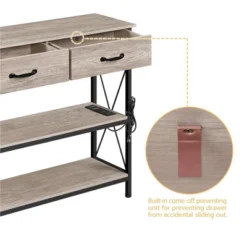 Yaheetech 3 Tier Console Table Sofa Table With Power Outlet, Gray -Furniture GUEST 904ef9b5 bf8b 40dc aeca 468a075a0add