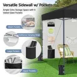 Yaheetech 10x10FT Pop-up Canopy With One-Push-To-Lock Setup Mechanism And Sidewallwith Pockets -Furniture GUEST 907045ad bff8 4b36 88d7 03e14ed7d7d9