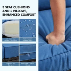 Yaheetech Patio Resin Wicker Sofa Outdoor Rattan Couch With Throw Pillows, Brown/Dark Blue 9 Yaheetech Patio Resin Wicker Sofa Outdoor Rattan Couch With Throw Pillows, Brown/Dark Blue -Furniture GUEST 912156aa cd69 4a48 88c2 ff8f758d19c0