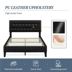 Yaheetech Upholstered Bed Frame With Button-Tufted Headboard -Furniture GUEST 9162686b 1e67 4a29 9cff 9badd1ca54e7