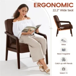 Yaheetech Modern Faux Leather Upholstered Accent Chair Armchair 13 Yaheetech Modern Faux Leather Upholstered Accent Chair Armchair -Furniture GUEST 93721ad6 76bf 481a 9b92 ebc577f546c3