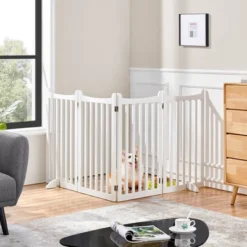 Yaheetech 36inch Freestanding Wooden Fence Foldable Pet Gate