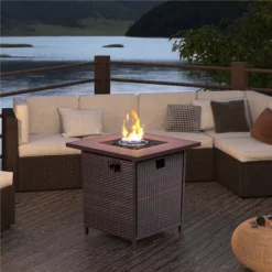 Yaheetech Gas Fire Pit Table With Glass Fire Stones 28in For Outdoor Patio Party -Furniture GUEST 9465029b 8a77 4bbc b57f 9cc1aee6d75a