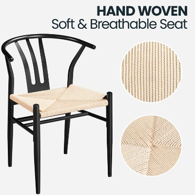 Yaheetech Set Of 2 Weave Arm Chairs Dining Chair 5 Yaheetech Set Of 2 Weave Arm Chairs Dining Chair - Image 5