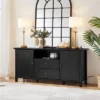 Yaheetech 58in Modern TV Console Table With Power Outlet Black