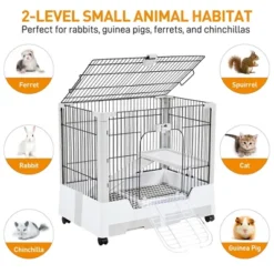 Yaheetech 2-Level Rolling Rabbit Cage With Platform And Ramp Gray -Furniture GUEST 9502d38d 4fc1 4f4f a924 deee33c6d6b1