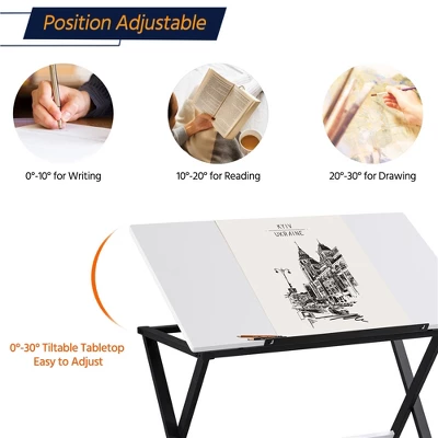 Yaheetech Minimalist Drafting Table For Artists Basic Drawing Deck White 4 Yaheetech Minimalist Drafting Table For Artists Basic Drawing Deck White - Image 4