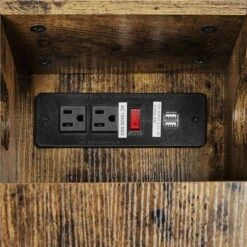 Yaheetech 2 Shelves Narrow End Table With Power Outlets And USB Charging Ports, Rustic Brown -Furniture GUEST 9643bdec 53bf 49c8 bd85 f27afb52d745