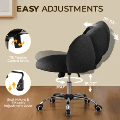 Yaheetech Boucle Upholstered Rolling Makeup Vanity Chair -Furniture GUEST 96bb6f5b c714 47fa 9eaf cb6a191cf555