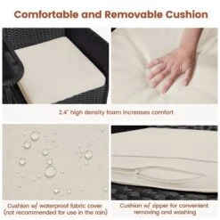 Yaheetech Outdoor Wicker Double Chair With Removable Cushions & 1 Tempered Glass Side Table, Black 9 Yaheetech Outdoor Wicker Double Chair With Removable Cushions & 1 Tempered Glass Side Table, Black -Furniture GUEST 96d4b803 3a75 4423 b109 72764c55f9be