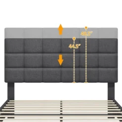 Yaheetech Upholstered Platform Bed Frame With Tufted Height Adjustable Headboard -Furniture GUEST 97459c35 d9b8 4523 94c3 e0eaf22238b4