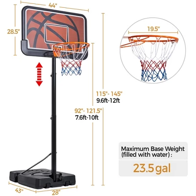 Yaheetech Portable Basketball Hoop For Teens Adults Black/Orange 1 Yaheetech Portable Basketball Hoop For Teens Adults Black/Orange