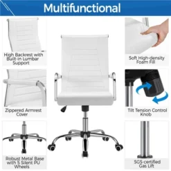 Yaheetech Modern Faux Leather Office Desk Chair -Furniture GUEST 97c4d0f9 0e6e 4d84 bc87 73f0df757454