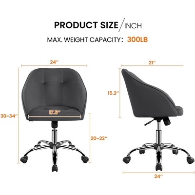 Yaheetech Velvet Desk Chair For Home Office, Soft Height Adjustable 360° Swivel Computer Chair 2 Yaheetech Velvet Desk Chair For Home Office, Soft Height Adjustable 360° Swivel Computer Chair - Image 2