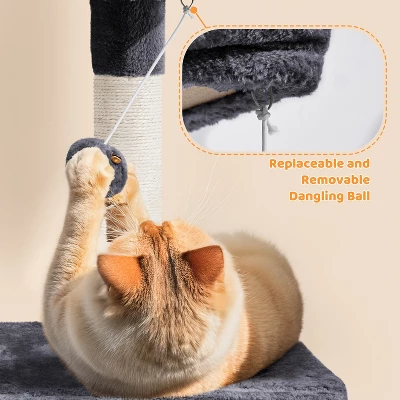 Yaheetech Multilevel Cat Tree With Hammock, Scratching Posts, Condo Perch Ball For Indoor 5 Yaheetech Multilevel Cat Tree With Hammock, Scratching Posts, Condo Perch Ball For Indoor - Image 5