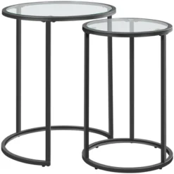 Yaheetech Round Nesting End Table Set With Metal Frame And Glass Top For Living Room 14 Yaheetech Round Nesting End Table Set With Metal Frame And Glass Top For Living Room -Furniture GUEST 9a9a1d42 aa9e 47c1 ac4e e2b2a93299f6