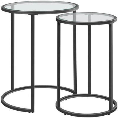Yaheetech Round Nesting End Table Set With Metal Frame And Glass Top For Living Room 7 Yaheetech Round Nesting End Table Set With Metal Frame And Glass Top For Living Room - Image 7