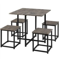 Yaheetech 5-Piece Dining Room Set With 1 Square Table, 4 Backless Stools, Kitchen Table Set -Furniture GUEST 9b05ed2a add9 43bc a2ce 34c98489aace