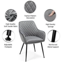 Yaheetech Set Of 2 Velvet Fabric Dining Chairs With Metal Legs -Furniture GUEST 9b2c9ce9 1876 431e 9aba c9bdd7a24d0f
