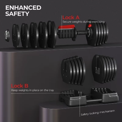 Yaheetech 2 X 2-in-1 Quick-Adjust Dumbbell Weight Set For Home Gym 5 Yaheetech 2 X 2-in-1 Quick-Adjust Dumbbell Weight Set For Home Gym - Image 5