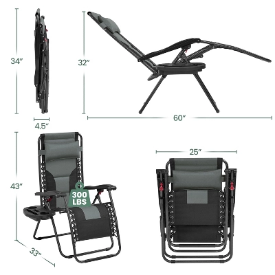 Yaheetech 2pcs 26in Padded Outdoor Zero Gravity Chair 2 Yaheetech 2pcs 26in Padded Outdoor Zero Gravity Chair - Image 2