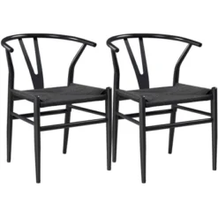 Yaheetech Modern Metal Weave Armchair Frame Dining Chair, Set Of 2, For Living Room -Furniture GUEST 9db726d8 bf3d 4c94 9952 e59d6d11f1c1