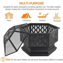 Yaheetech 28" Steel Fire Pit Outdoor Fireplace, Black -Furniture GUEST 9de14b8e 2acd 49d7 a416 a0992d0c18d7