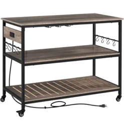 Yaheetech 3-Tier Kitchen Island Rolling Cart With Shelves For Dining Room -Furniture GUEST 9e35effa 48dc 4a8c 97e9 47831133cb7e