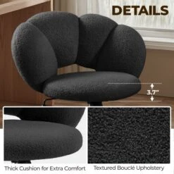 Yaheetech Boucle Upholstered Rolling Makeup Vanity Chair -Furniture GUEST 9e420f22 7469 49de 9e0e cd0527c1baa4
