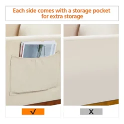 Yaheetech Upholstered Rocking Chair With Rubber Wood Legs And Side Pockets -Furniture GUEST 9e7767a7 5ea8 4b63 86f5 8aa80bcf67cf