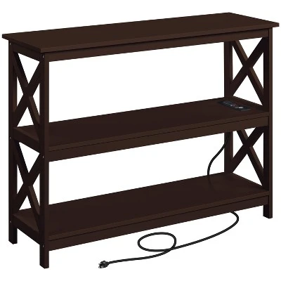 Yaheetech 3-Tier Wooden Console Table With Power Outlet Entryway Table 11 Yaheetech 3-Tier Wooden Console Table With Power Outlet Entryway Table - Image 11