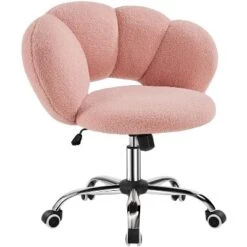 Yaheetech Boucle Upholstered Rolling Makeup Vanity Chair -Furniture GUEST 9f13f5ef c035 4d34 828e b7ab80d5c3b1