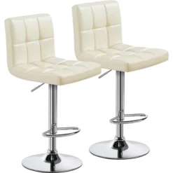 Yaheetech 2pcs Adjustable PU Leather Swivel Stool Armless Chairs With Bigger Base -Furniture GUEST 9fb1d064 c189 4768 b316 83b1af609a45