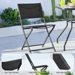 Yaheetech Set Of 4 Folding Dining Chairs With Backrests For Garden/ Lawn/ Porch/ Backyard Pool -Furniture GUEST a15de6b9 50ce 4ff0 aa14 2ddf7b9e064f