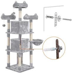 Yaheetech 69"H Large Plush Cat Tree With Platforms For Kittens Cats -Furniture GUEST a214906a 55f0 4038 8262 f1fa369d5eb8