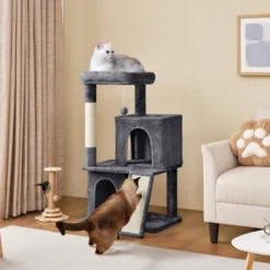 Yaheetech 42"H Cat Tree House With 2 Condos For Small Cats Kittens